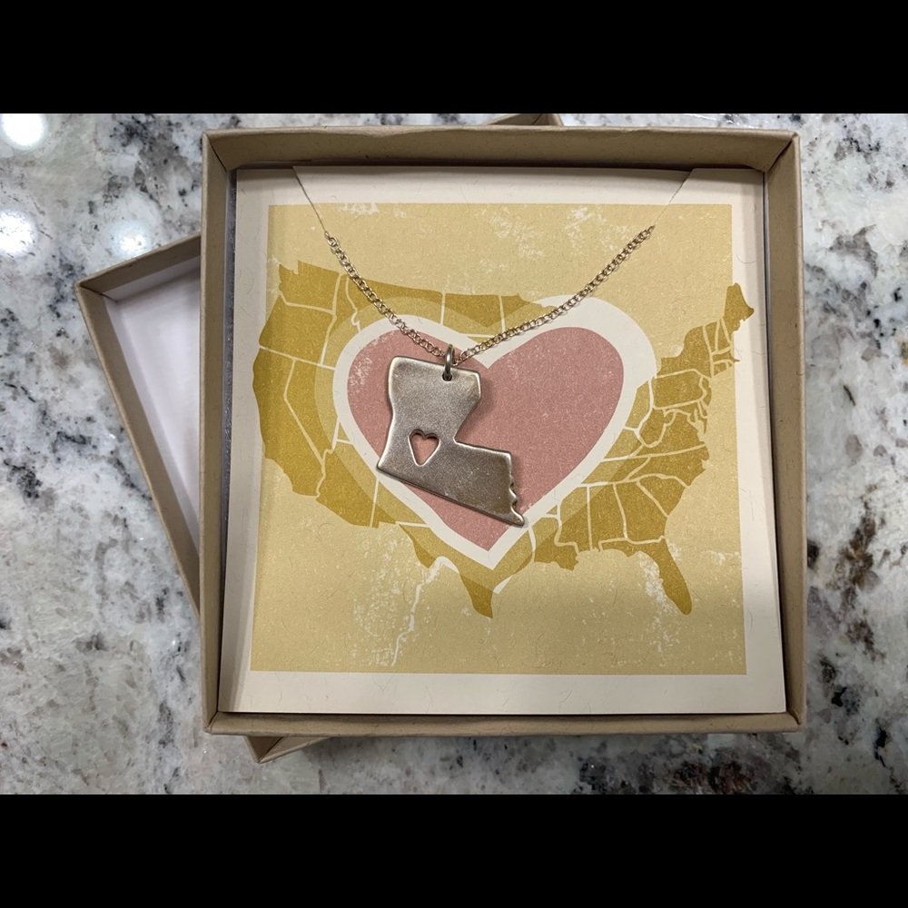 Louisiana State Heart Silver Necklace
